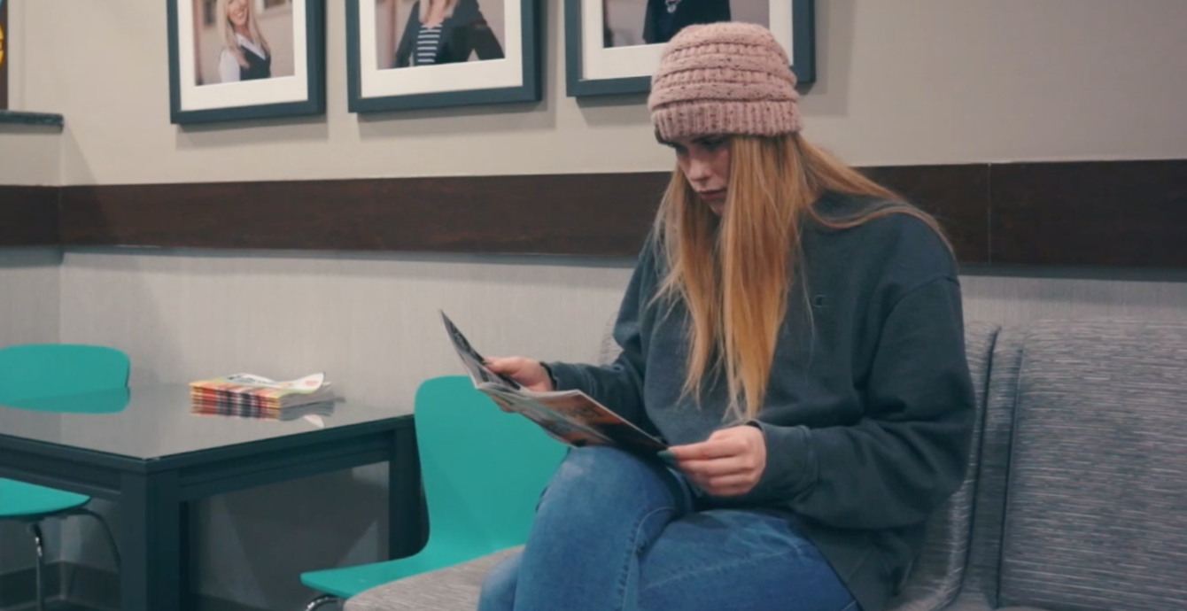 Patient reading in the waiting room